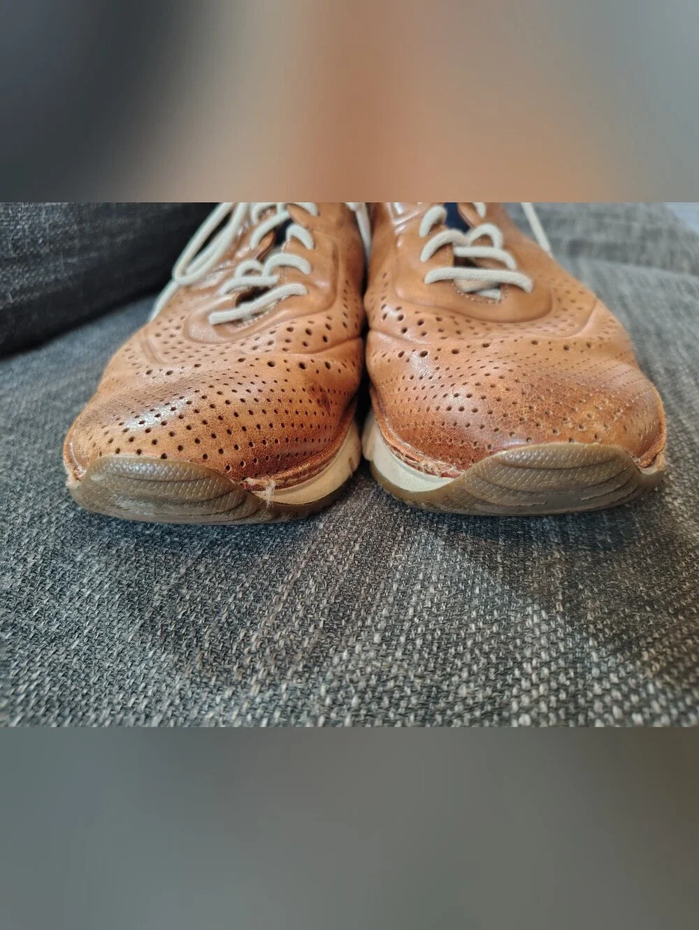 Cole Haan Men's Remastered Wingtip Oxford Perforated Leather Shoes - Tan Size 10